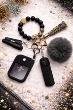 Personal Safety Keychain Set with Bracelet - Black