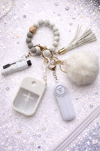Personal Safety Keychain Set wit Bracelet - White